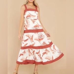 NWT Bohme midi summer dress in terracotta size M adjustable straps via buttons